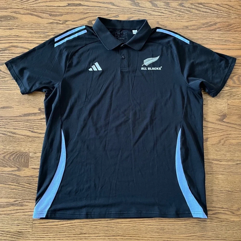 Adidas All Blacks New Zealand Rugby Polo Shirt Black XL Regular Fit